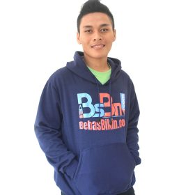 hoodie biru dongker custom sablon
